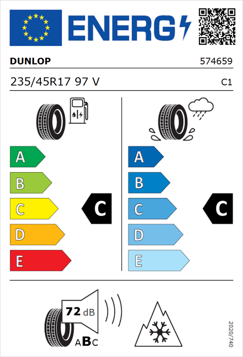 Tyre Label for Dunlop SP Winter Sport 5 235/45R17 97V